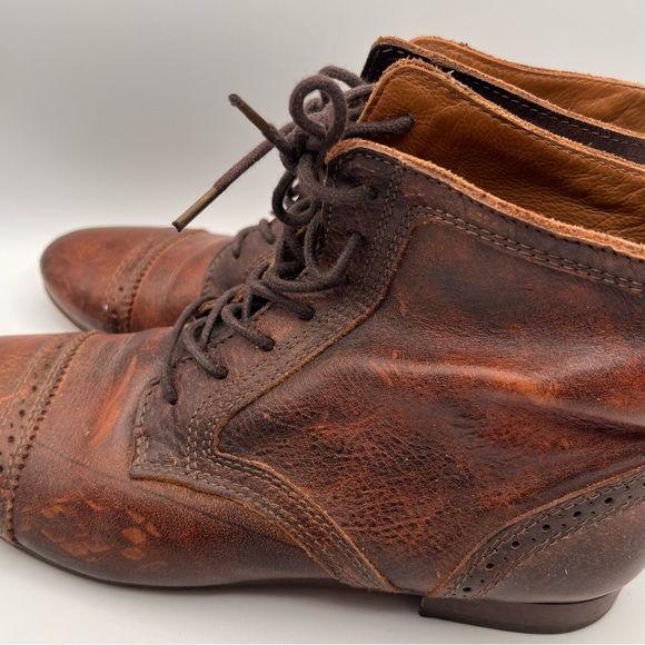 **RARE** VINTAGE MASSIMO DUTTI ALL LEATHER LACE UP ANKLE BOOTS - Picture 7 of 14